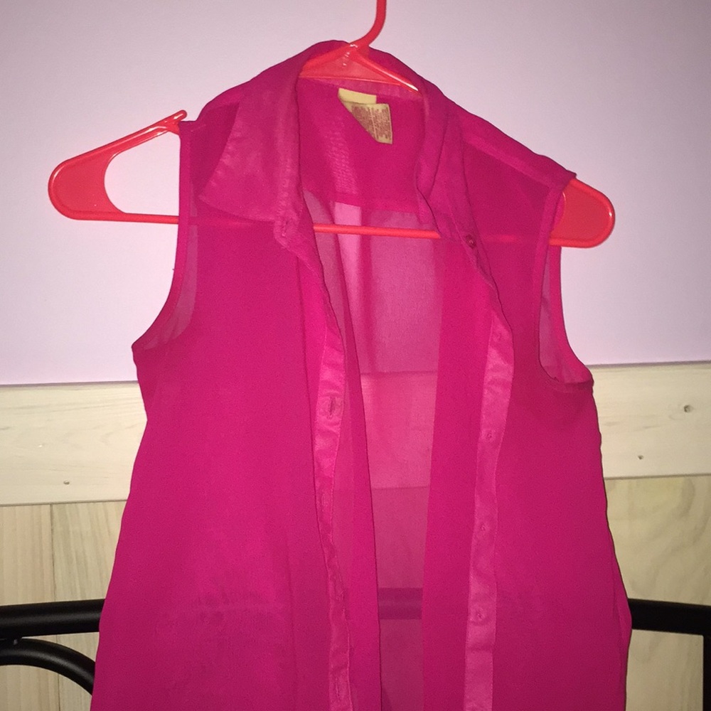 Hot pink sheer blouse